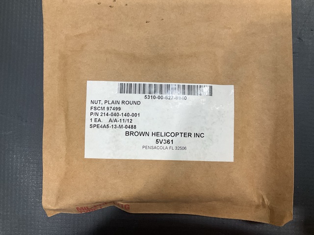 (3) Bell Helicopter 214-040-140-1 Round Plain Nuts