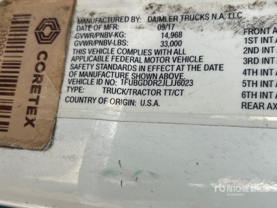 2018 Freightliner Cascadia 125 S/A Day Cab Truck Tractor