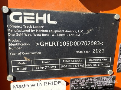2021 Gehl RT105 لودر بجنزير