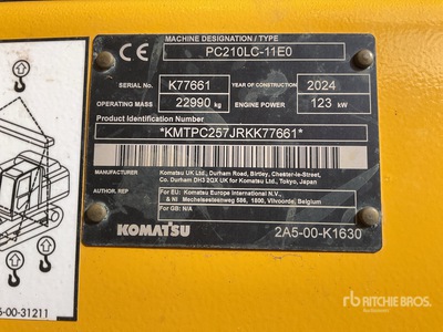 2024 Komatsu PC 210 LC 11 Tracked Excavator