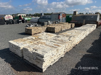 Quantity of (10) Pallets of Austin White Sunflower Blend Limestone 4 - 8 In. Thin Veneer Stone (Unused)