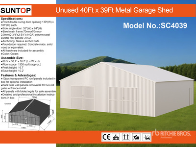 2026 SUNTOP SC4039 40 ft x 39 ft Double Metal Garage Storage Building (Unused)