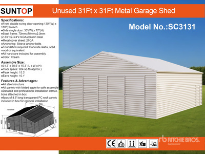 2026 SUNTOP SC3131 31 ft x 31 ft Double Garage Metal (Unused)