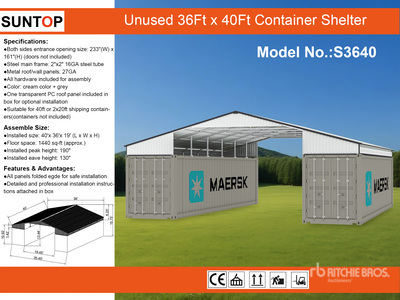2026 SUNTOP S3640 36 ft x 40 ft Abri de Conteneurs (Unused)