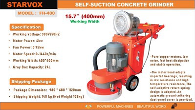 2025 STARVOX FH-400 Electric Self-Suction Concrete Grinder (Unused)