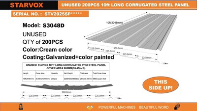 Quantity of (200) 2025 STARVOX S3048D 35 in x 10 ft Corrugated Steel Panels (Unused)