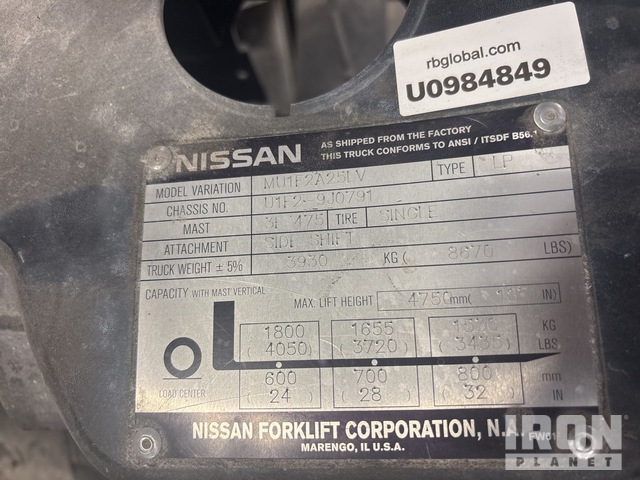 MONTACARGAS 2012 NISSAN MU1F2A25LV