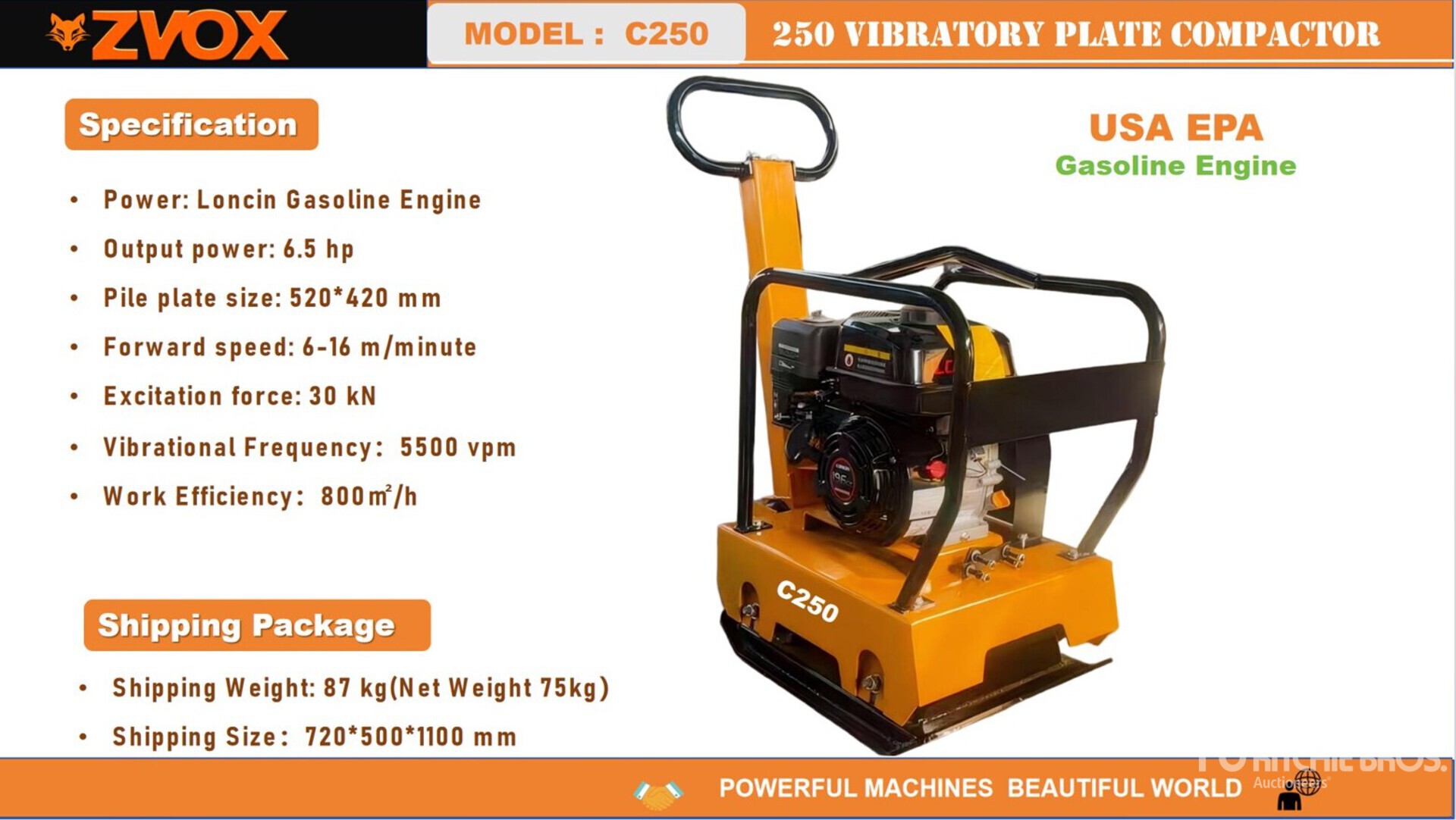 2025 ZVOX C250 Plaque vibratoire (Unused)