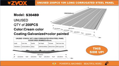 Quantity of (200) 2025 ZVOX S3048D 35 in x 10 ft Corrugated Steel Panel Metalli vari (Unused)
