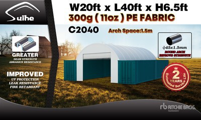 2026 Suihe C2040-300gPE 20 ft x 40 ft Abri de Conteneurs (Unused)