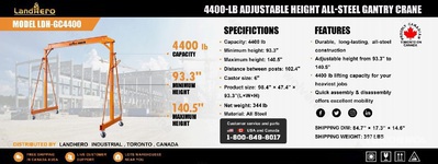 2025 ATS POWER ATS-GC4400 4400 lb Adjustable Height All-Steel Gantry Crane (Unused)