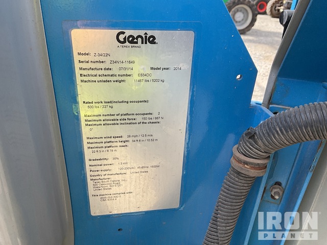 ELEVADOR ARTICULADO 2014 GENIE Z3422N