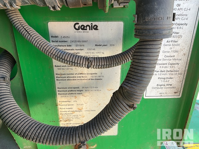 ELEVADOR ARTICULADO 2016 GENIE 4WD Z4525JRT