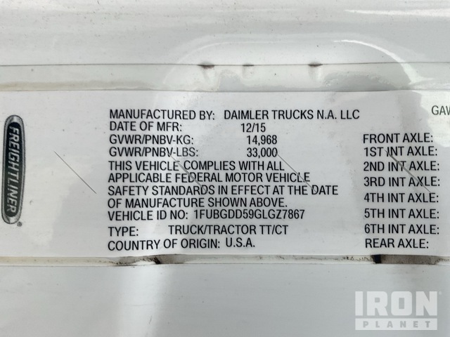 CAMIóN 2016 FREIGHTLINER