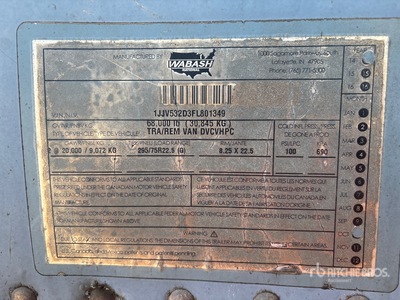 2015 Wabash DVCVHPC 53 ft T/A Gesloten aanhangwagen