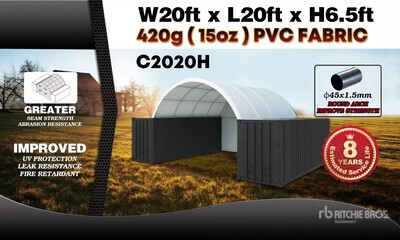 2026 suhivelee C2020H-420gPVC 20 ft x 20 ft Container Shelter (Unused)