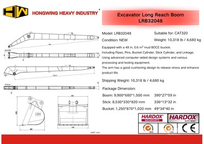 2025 HW LRB32048 Boom Langausleger - Fits Cat 320 (Unused)