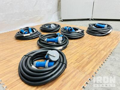 Qty. (6) LEX 60 AMP 50' Electrical Power Distribution Pin & Sleeve Cables Divers - Acccesoires de construction