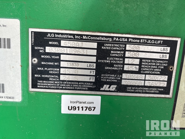 ELEVADOR ARTICULADO 2014 JLG 4WD 450AJ