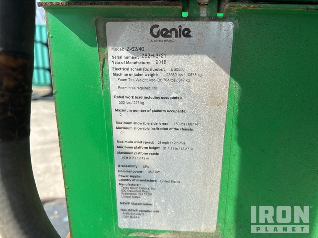 ELEVADOR ARTICULADO 2018 GENIE 4WD Z6240