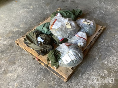 (1) ICS Improved Combat Shelter, (4) Clothing Bags & Assorted Items