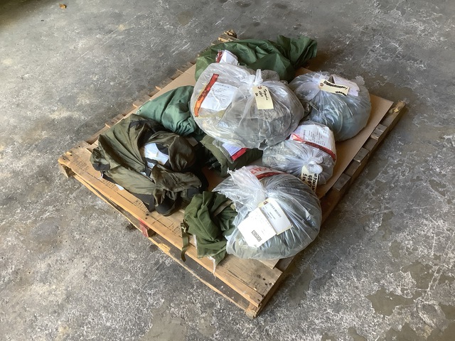 (1) ICS Improved Combat Shelter, (4) Clothing Bags & Assorted Items