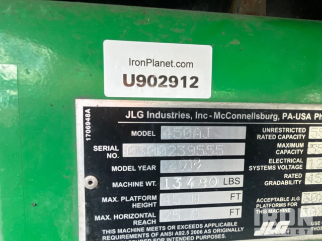 ELEVADOR ARTICULADO 2018 JLG 4WD 450AJ