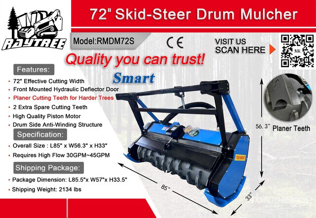 2026 Raytree RMDM72S 72 in Drum Skid Steer Mulcher (Unused) | Ritchie ...