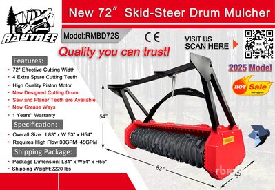 2026 Raytree RMBD72S 72 in Drum Kompaktlader-Mulcher (Unused)