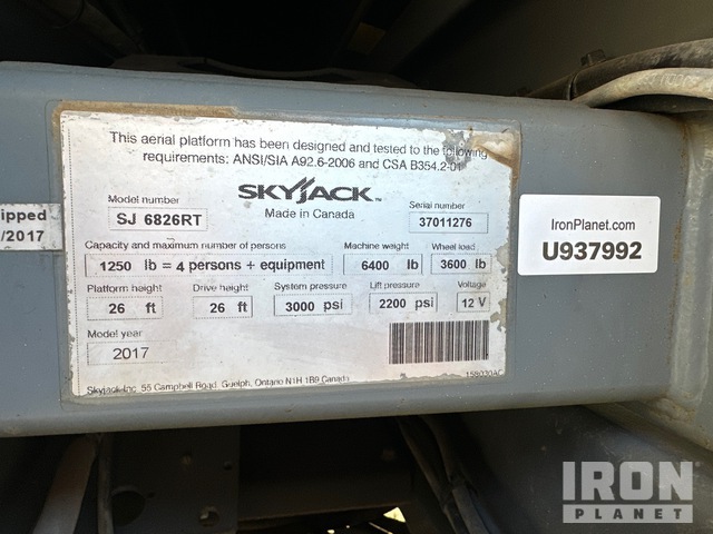 ELEVADOR TIJERA 2017 SKYJACK SJ6826RT