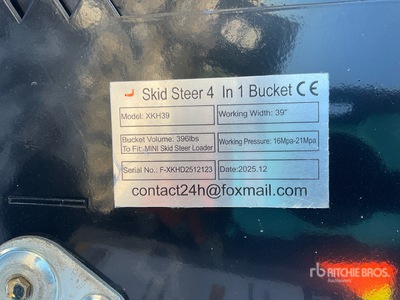 2026 GIYI GY-XKH39F 39 in Multi-Purpose Mini Skid Steer Bucket (Unused)