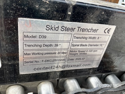 2026 GIYI GY-D39F 39 in Skid Steer Trencher (Unused)