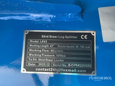 2026 GIYI GY-LS43B 43 in Skid Steer Log Splitter (Unused)