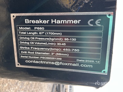 2026 GIYI GY-P680 スキッドステア油圧式ハンマー (Unused)