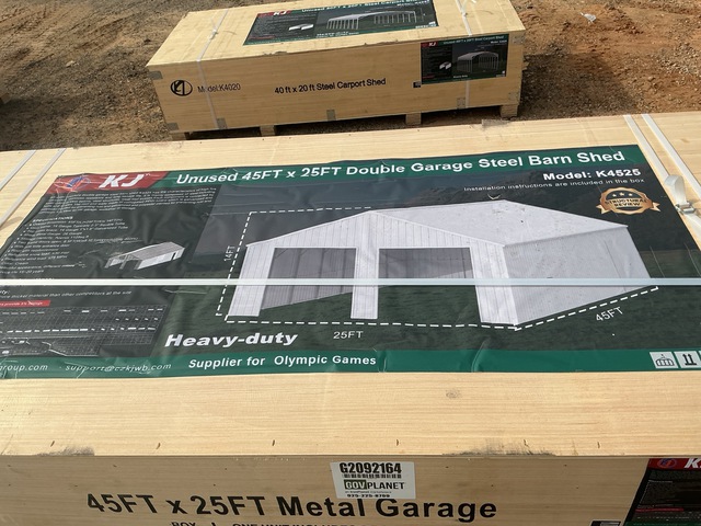 KJ K4525 Double Garage Steel Barn Shed - Unused
