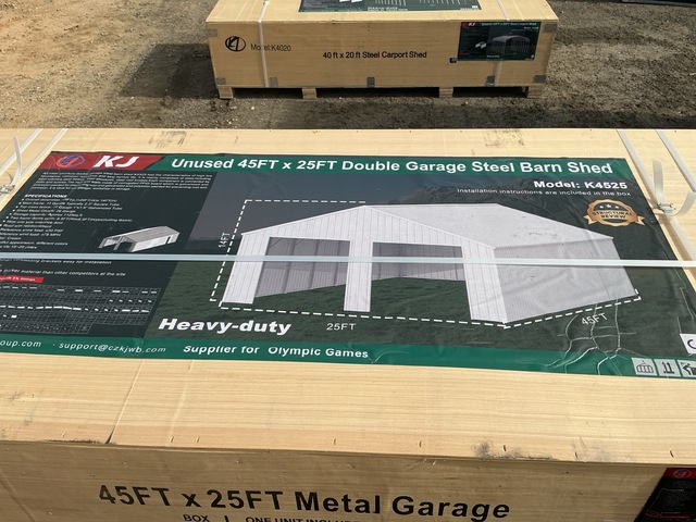 KJ K4525 Double Garage Steel Barn Shed - Unused