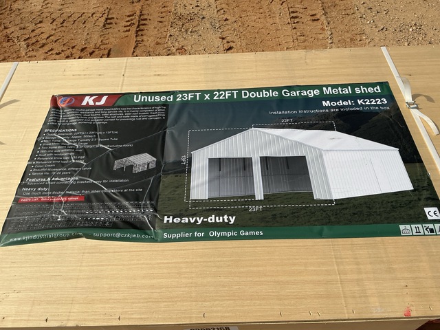 KJ K2223 Double Garage Metal Shed - Unused