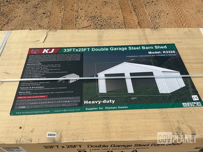 KJ K3325 Double Garage Steel Barn Shed - Unused