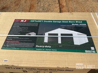 KJ K3325 Double Garage Steel Barn Shed - Unused