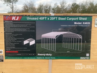 KJ K4020 Steel Carport Shed - Unused