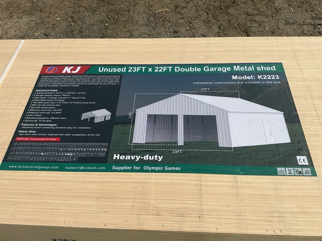 KJ K2223 Double Garage Metal Shed - Unused