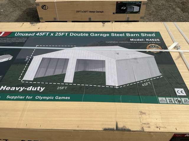 KJ K4525 Double Garage Steel Barn Shed - Unused