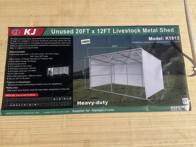 KJ K1912 Livestock Metal Shed - Unused