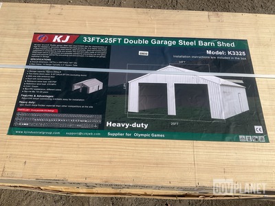 KJ K3325 Double Garage Steel Barn Shed - Unused
