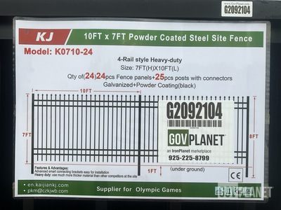(24) Pieces of KJ Powder Coated Steel Fence w/(25) Post Connectors - Unused