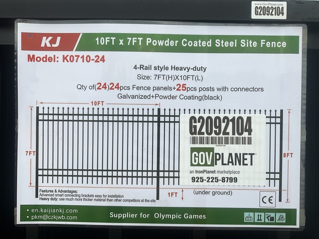 (24) Pieces of KJ Powder Coated Steel Fence w/(25) Post Connectors - Unused