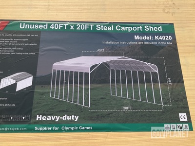 KJ K4020 Steel Carport Shed - Unused