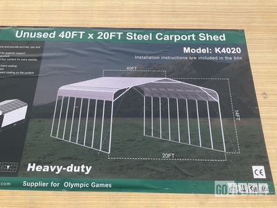 KJ K4020 Steel Carport Shed - Unused