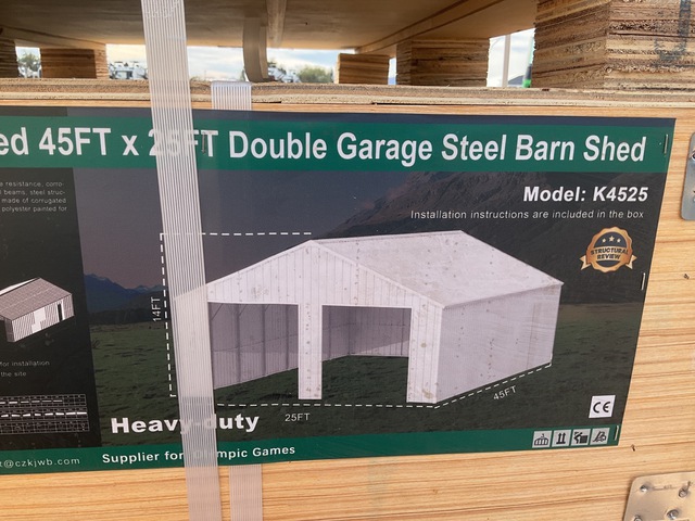 KJ K4525 Double Garage Steel Barn Shed - Unused