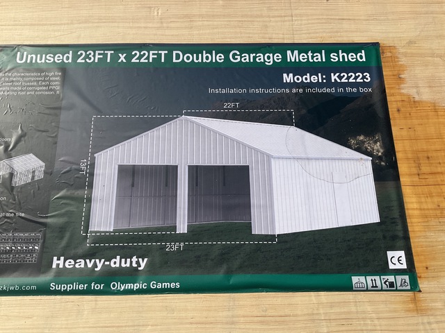 KJ K2223 Double Garage Metal Shed - Unused